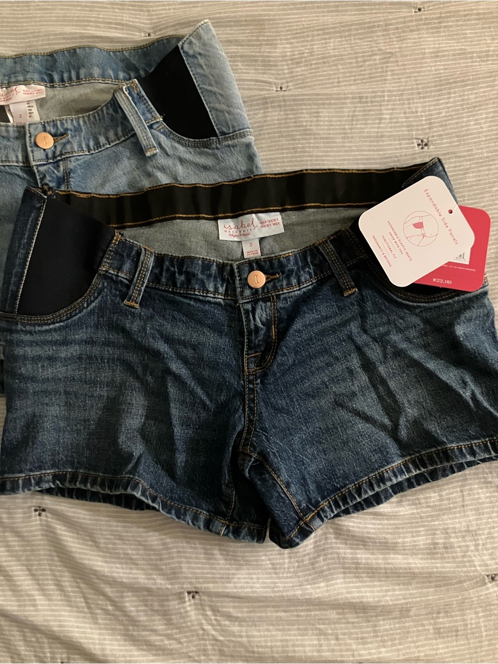 Maternity Denim Shorts - Dark Wash and Light Wash Bundle - Picture 2 of 10